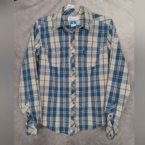 Columbia Medium Turquoise Gray Button Down Shirt